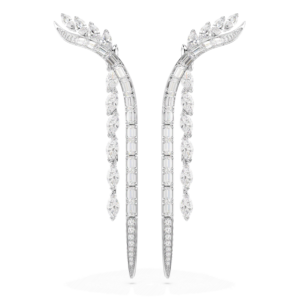 Mesmera earrings, Mixed cuts, White, Rhodium plated