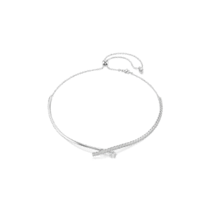 Matrix necklace, Round cut, White, Rhodium plated