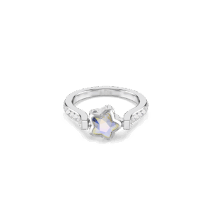 Chroma ring, Mixed cuts, Star, White, Rhodium plated