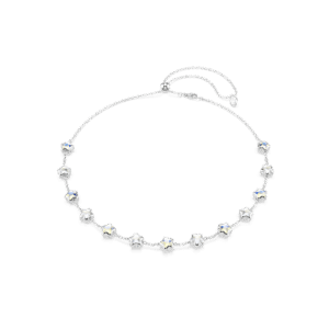 Chroma necklace, Mixed cuts, Star, White, Rhodium plated