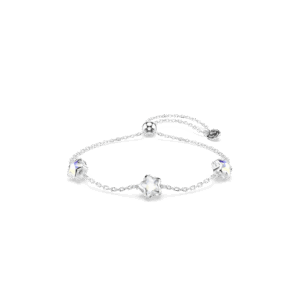 Chroma bracelet, Star, White, Rhodium plated