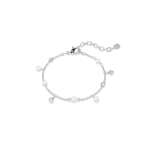 Imber bracelet, Crystal pearl, Round cut, White, Rhodium plated