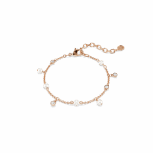 Imber bracelet, Crystal pearl, Round cut, White, 18K rose gold finish