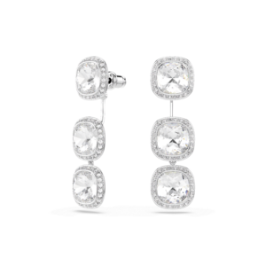 Una Angelic earrings, Cushion cut, White, Rhodium plated
