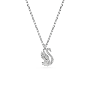 Swan pendant, Mixed cuts, Swan, White, Rhodium plated