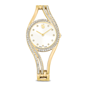 Hyperbola bangle watch, Swiss Made, Metal bracelet, Gold tone, Gold-tone finish