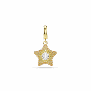 Sublima charm, Round cut, Star, Yellow, 18K gold finish
