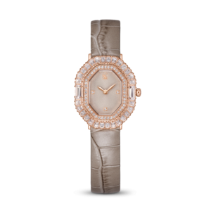 Matrix octagon watch, Leather strap, Beige, Rose gold-tone finish