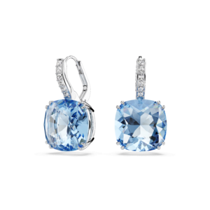 Millenia drop earrings, Cushion cut, Blue, Rhodium plated