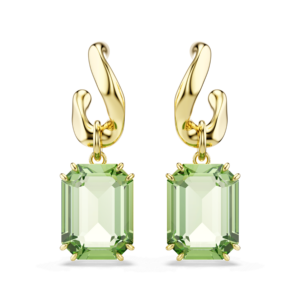 Millenia drop earrings, Octagon cut, Green, 18K gold finish