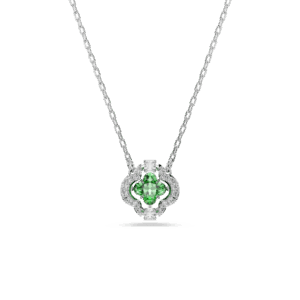 Una Angelic pendant, Mixed cuts, Green, Rhodium plated
