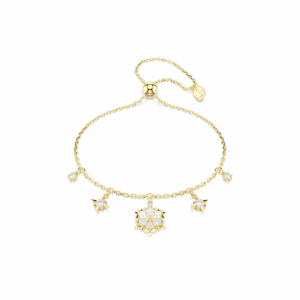 Magic bracelet, Mixed cuts, Snowflake, White, 18K gold finish