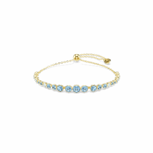 Imber bracelet, Round cut, Blue, 18K gold finish
