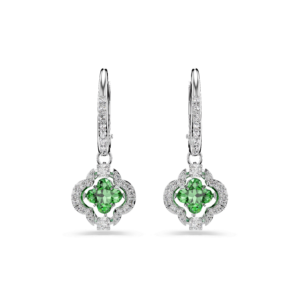 Una Angelic drop earrings, Mixed cuts, Green, Rhodium plated