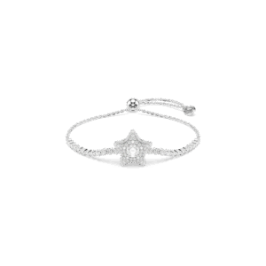 Sublima bracelet, Round cut, Star, White, Rhodium plated