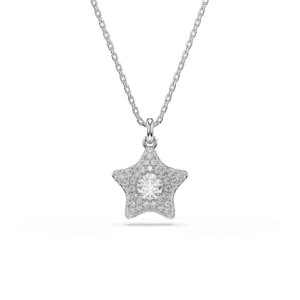 Sublima pendant, Round cut, Star, White, Rhodium plated