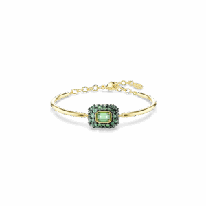 Sublima bangle, Octagon cut, Green, 18K gold finish