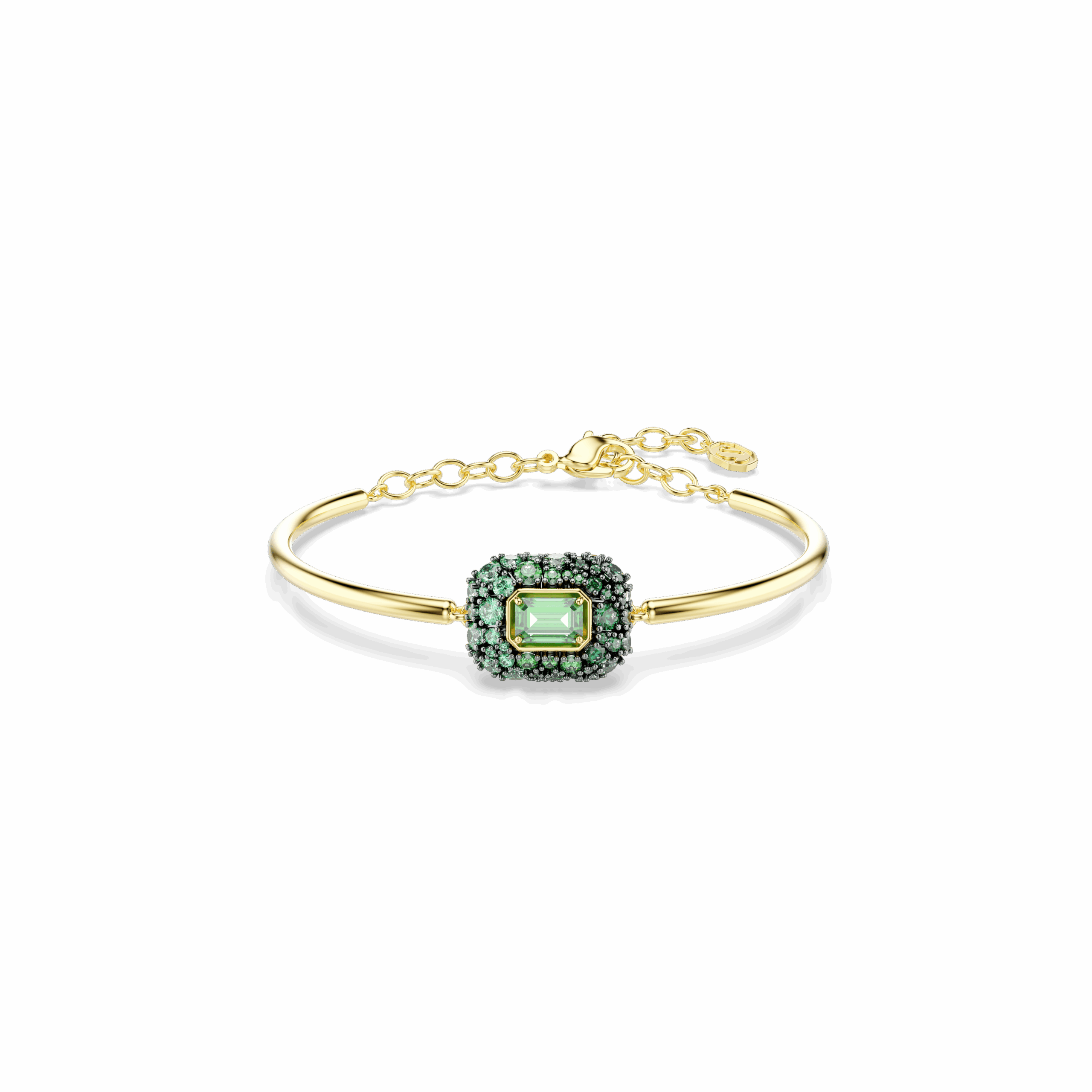 Sublima bangle, Octagon cut, Green, 18K gold finish