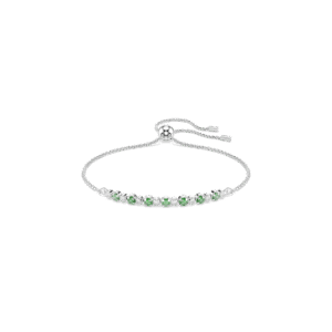 Matrix bracelet, Round cut, Green, Rhodium plated