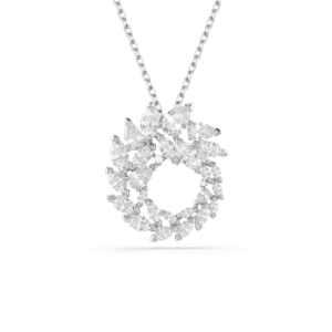 Mesmera pendant, Marquise cut, White, Rhodium plated