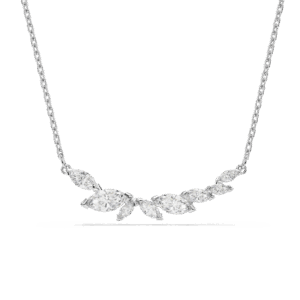 Mesmera necklace, Marquise cut, White, Rhodium plated