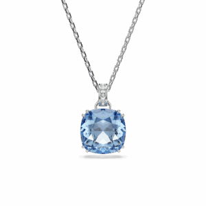 Millenia pendant, Cushion cut, Blue, Rhodium plated