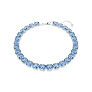 Millenia necklace, Cushion cut, Blue, Rhodium plated