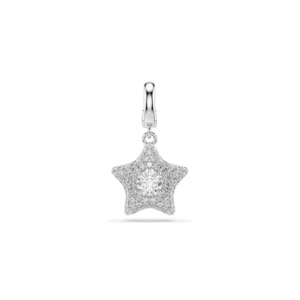 Sublima charm, Round cut, Star, White, Rhodium plated