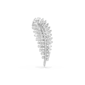 Vienna brooch, Mixed cuts, Feather, White, Rhodium plated
