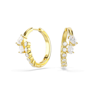 Mesmera hoop earrings, Mixed cuts, White, 18K gold finish