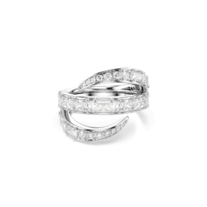 Vienna ring, Mixed cuts, Swan, White, Rhodium plated