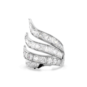 Vienna cocktail ring, Mixed cuts, Swan, White, Rhodium plated