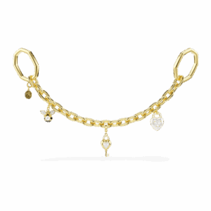 Bag charm, Mixed cuts, White, Gold-tone plated