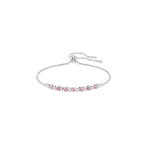 Matrix bracelet, Round cut, Pink, Rhodium plated