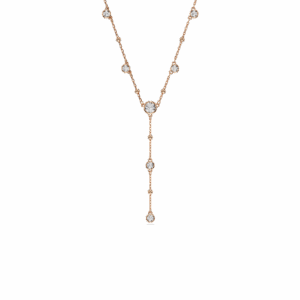 Imber Y necklace, Round cut, White, 18K rose gold finish