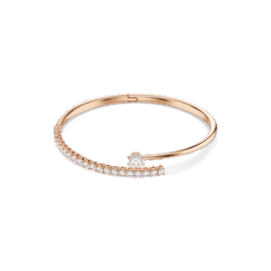 Matrix bangle, Round cut, White, 18K rose gold finish