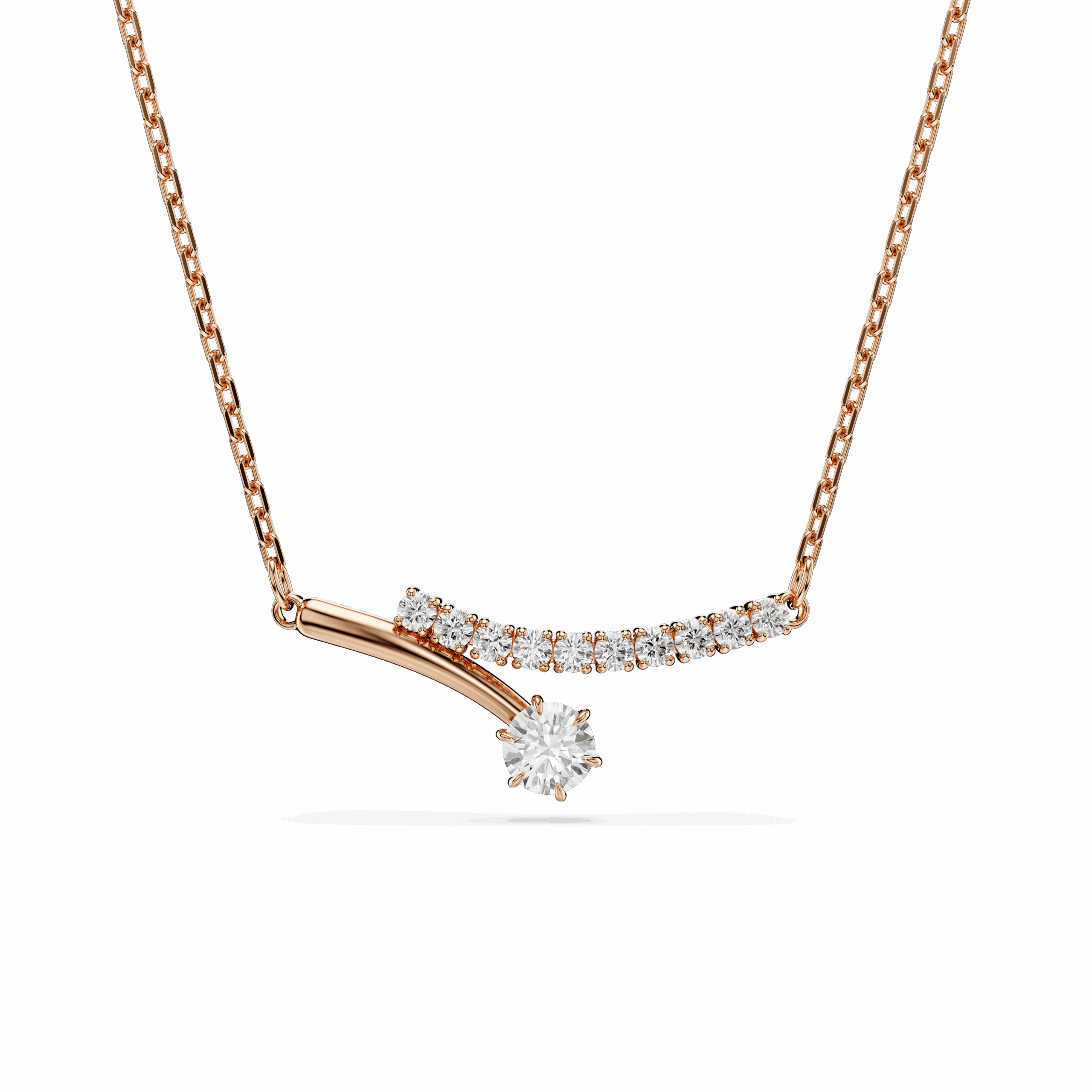 Matrix necklace, Round cut, White, 18K rose gold finish