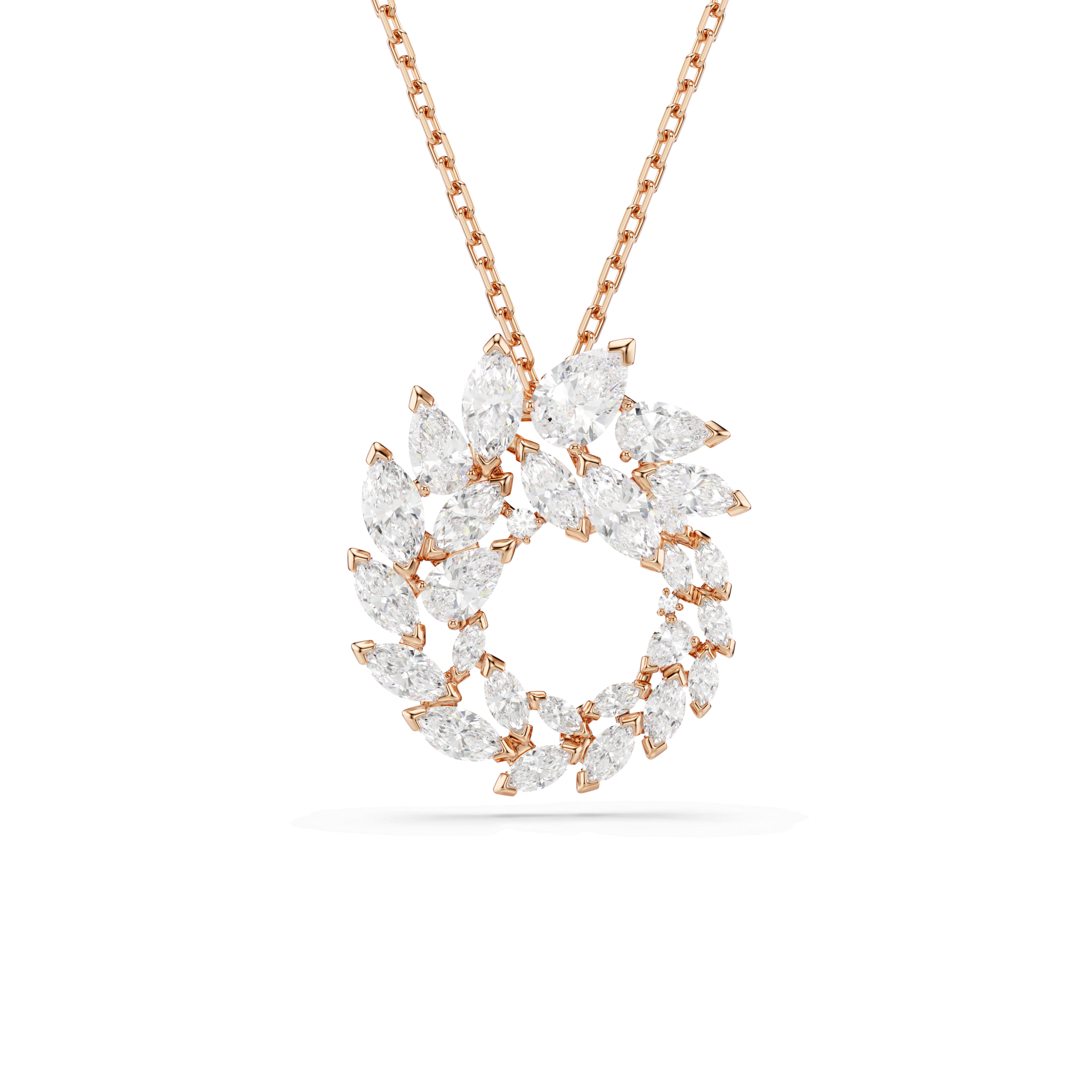 Mesmera pendant, Marquise cut, White, 18K rose gold finish