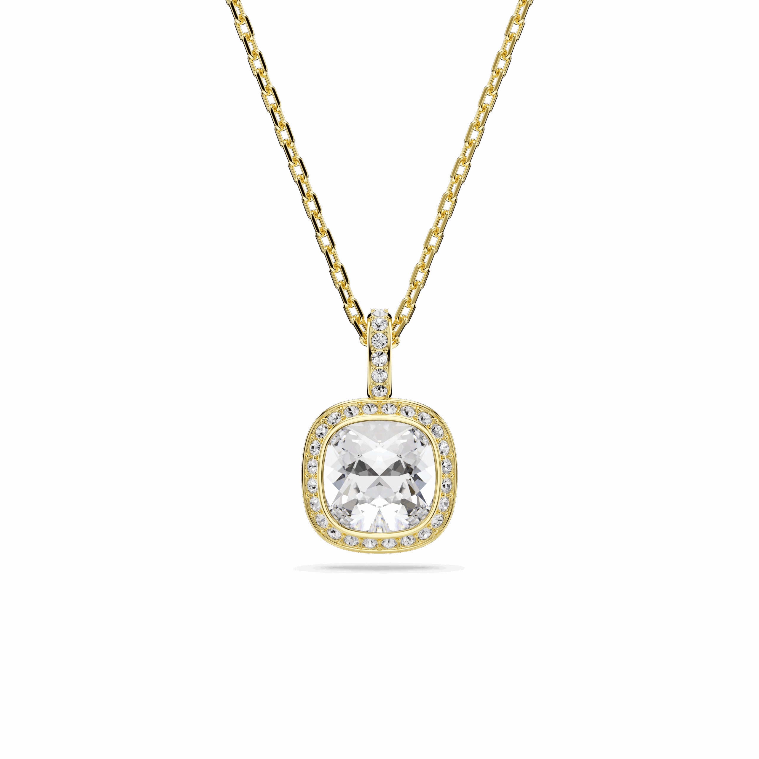 Una Angelic pendant, Cushion cut, White, 18K gold finish