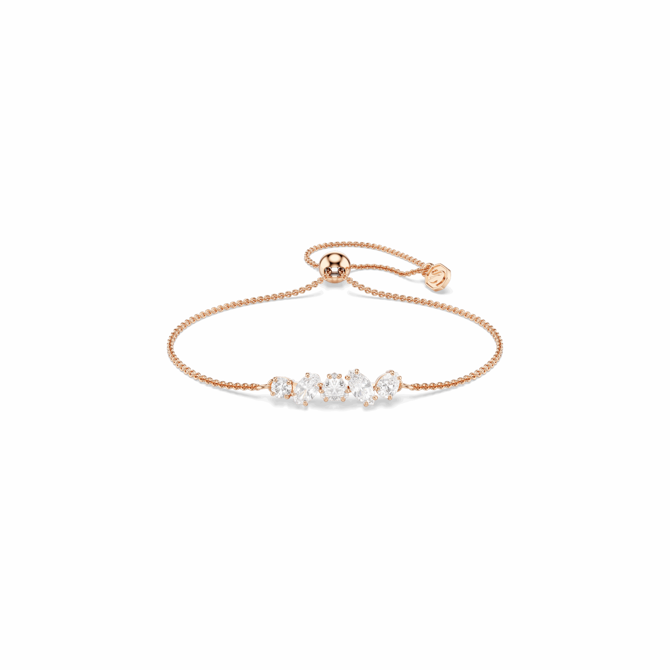 Mesmera bracelet, Mixed cuts, White, 18K rose gold finish