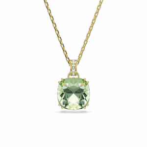 Millenia pendant, Cushion cut, Green, 18K gold finish