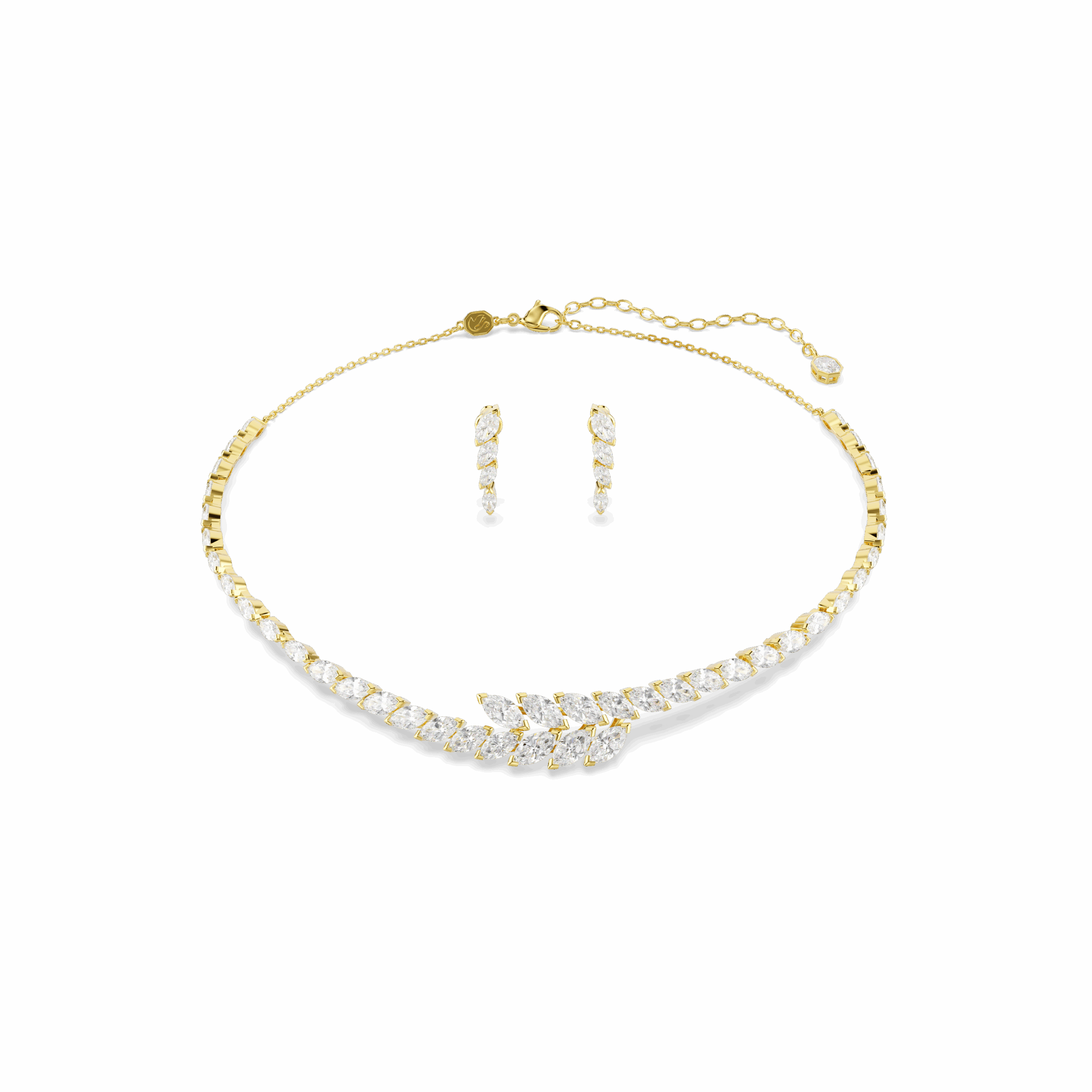 Mesmera set, Set (2), Marquise cut, White, 18K gold finish