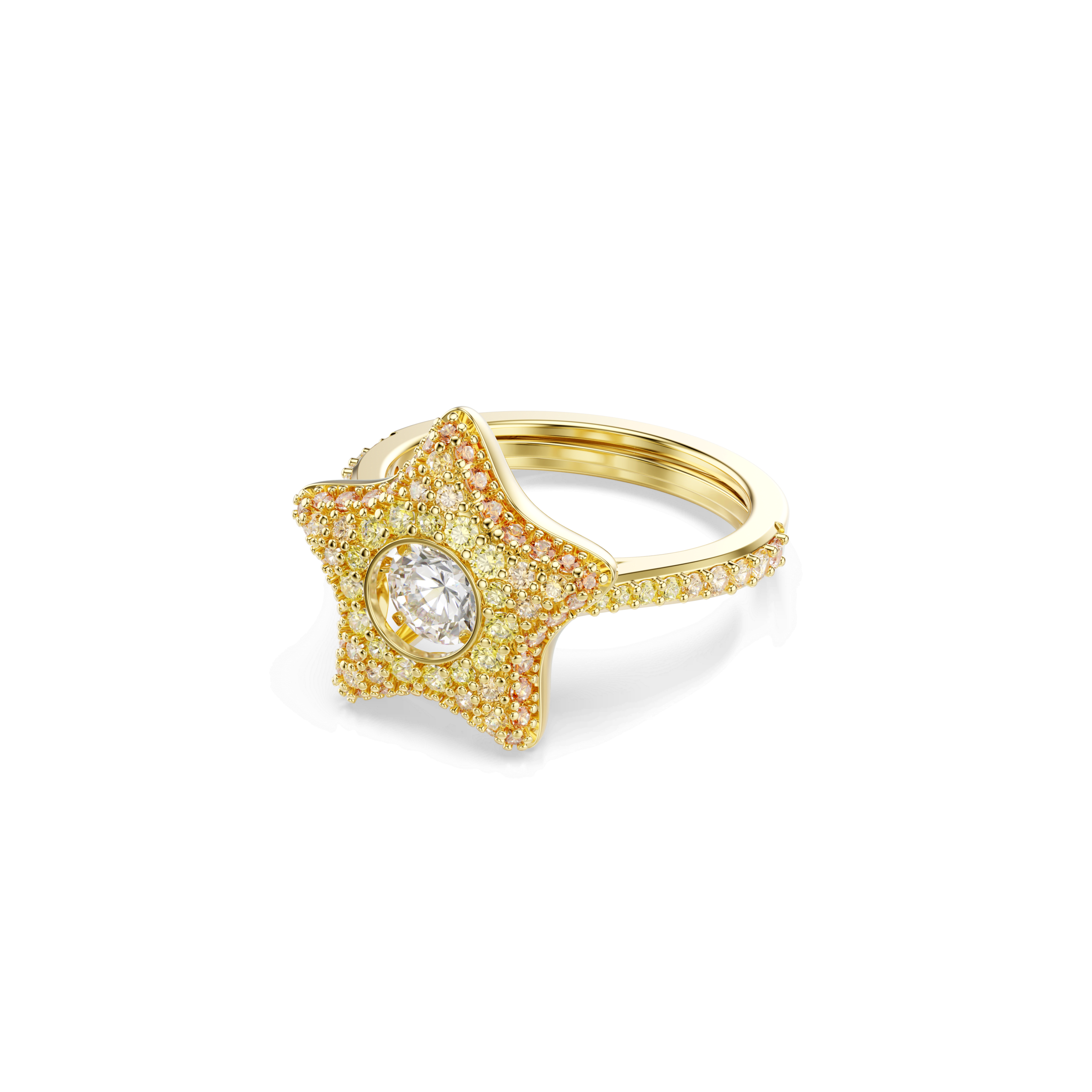 Sublima ring, Round cut, Star, Multicolored, 18K gold finish