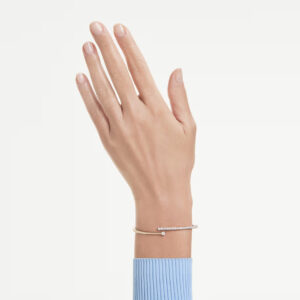 Matrix bangle, Round cut, White, 18K rose gold finish