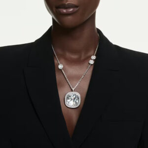 Una Angelic pendant and brooch, Cushion cut, White, Mixed Plating