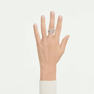Vienna ring, Mixed cuts, Swan, White, Rhodium plated