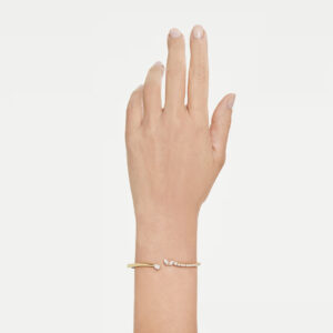 Mesmera bangle, Mixed cuts, White, 18K gold finish