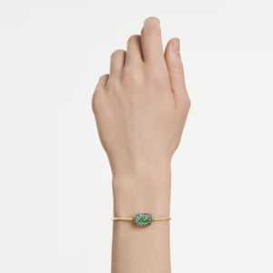 Sublima bangle, Octagon cut, Green, 18K gold finish