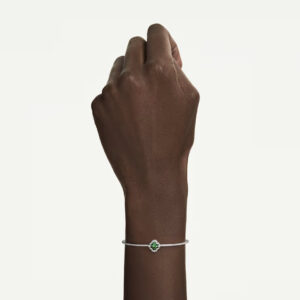 Una Angelic bangle, Mixed cuts, Green, Rhodium plated