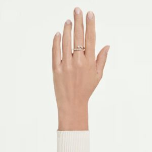 Mesmera open ring, Mixed cuts, White, 18K gold finish